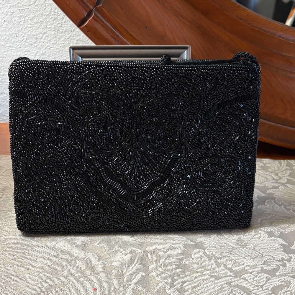 Elegant Black Beaded Clutch